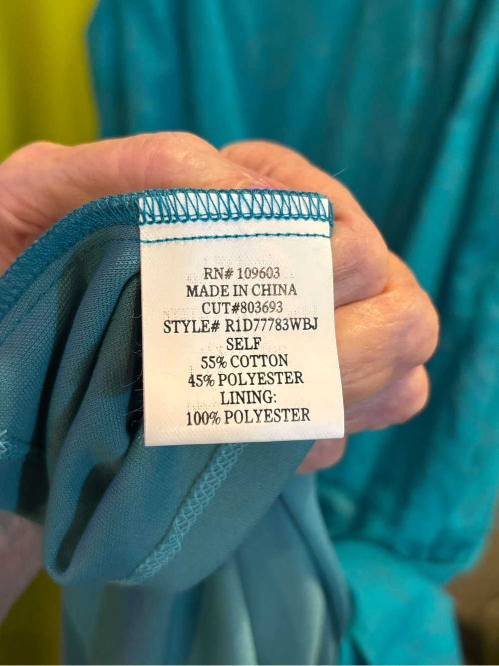 Vintage NEVER WORN Rabbit Rabbit Rabbit by Nordstrom Teal Square-Neck Dress - Picture 8 of 13